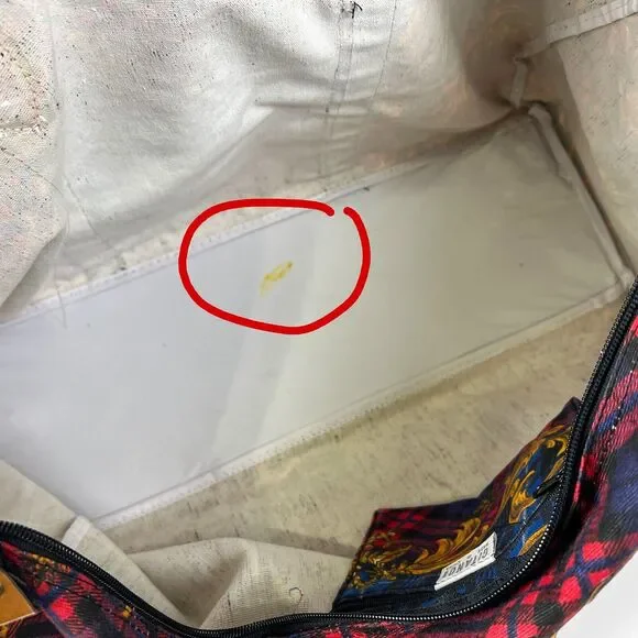 Gitano Y2K Duffel Travel Bag 90s Plaid Tapestry Canvas Tote Cottage Retro Chic - Picture 9 of 13